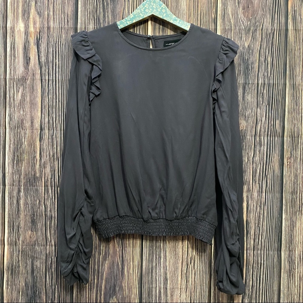 Mustard Seed grey Ruffle Blouse